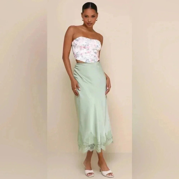 Lulus Certainty Blush Pink Floral Mesh Strapless Top - Picture 4 of 6